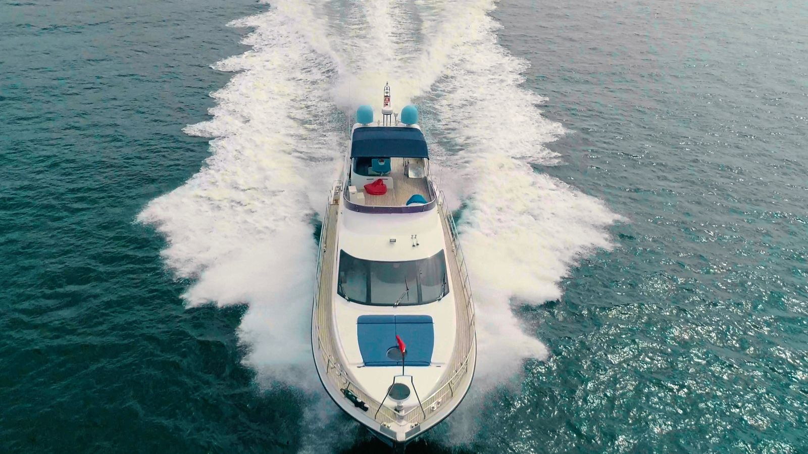 Motor yacht travelling on open water