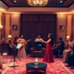 Private performance with musicians and dancers in luxury setting.