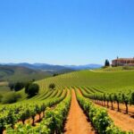 Beau paysage de vignoble avec des vignes et des collines.