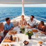 Famille profitant d'un voyage de luxe sur un yacht privé.