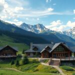 Luxuriöse Lodge in einer malerischen Berglandschaft für Abenteuer.