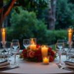 Elegant table setting in a secluded outdoor location.