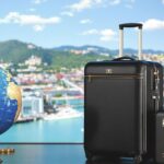 Luxury travel concierge with luggage and a globe.