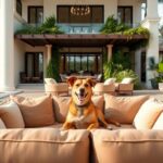 Luxury villa with outdoor space for pets and owners.