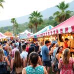 Les participants profitent d'un festival local animé avec un accès exclusif.