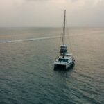 a boat is sailing in the open water