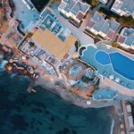 a bird's eye view of an aerial view of a resort