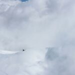 black bird flying over white clouds during daytime