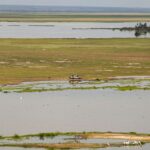 A large body of water surrounded by land